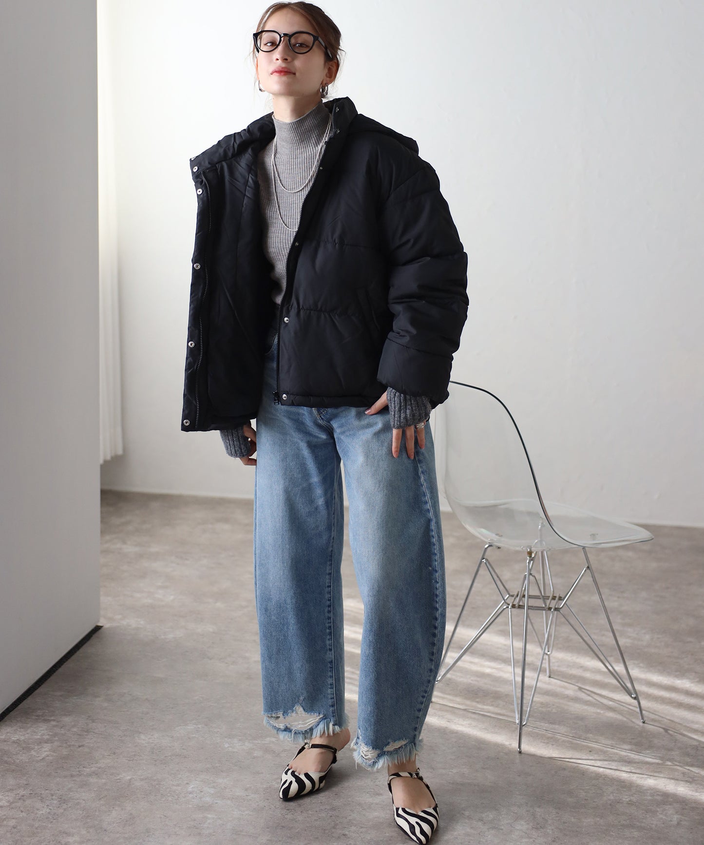 フード付き中綿ジャケット