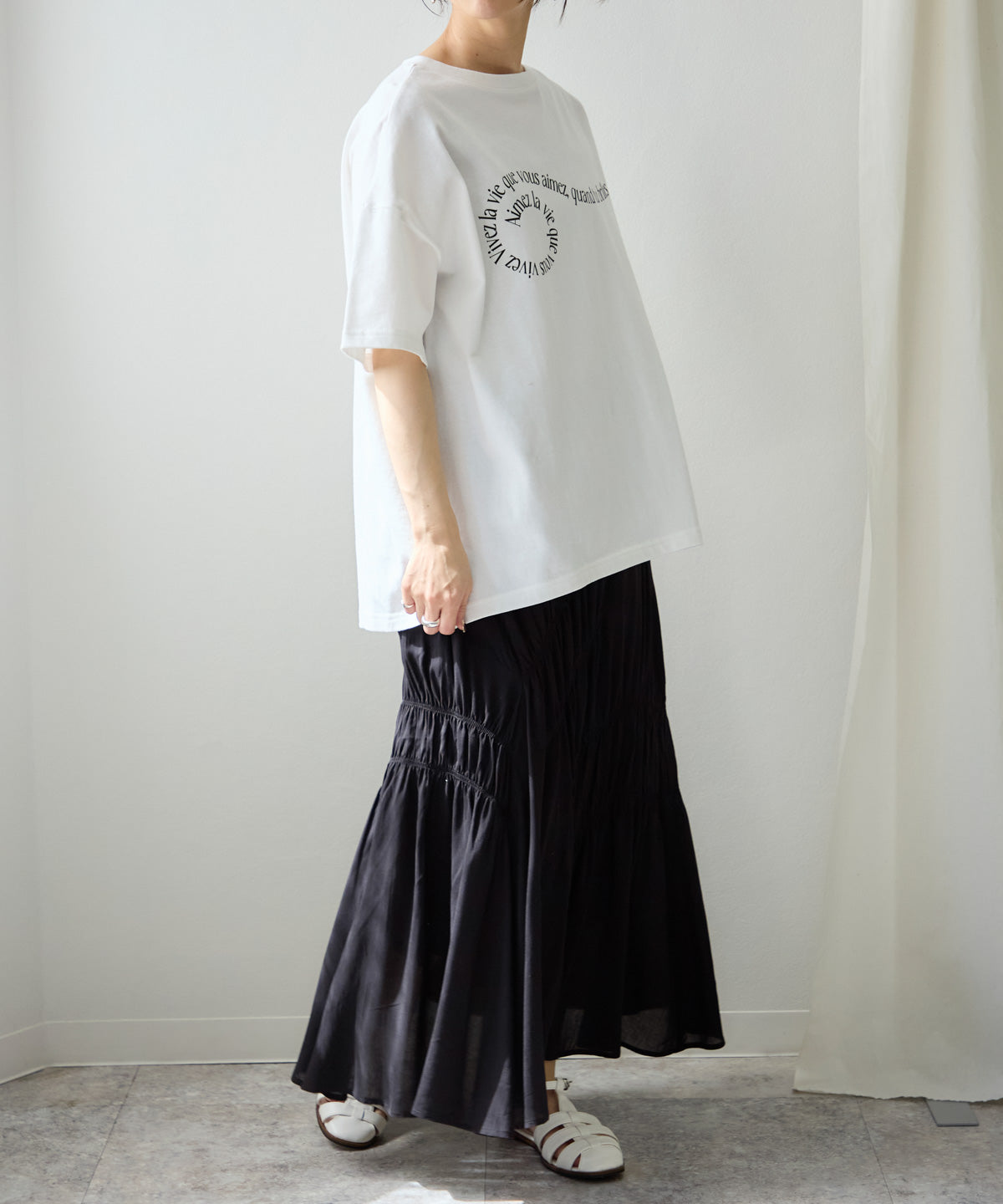 ギャザーアシメ切替スカート