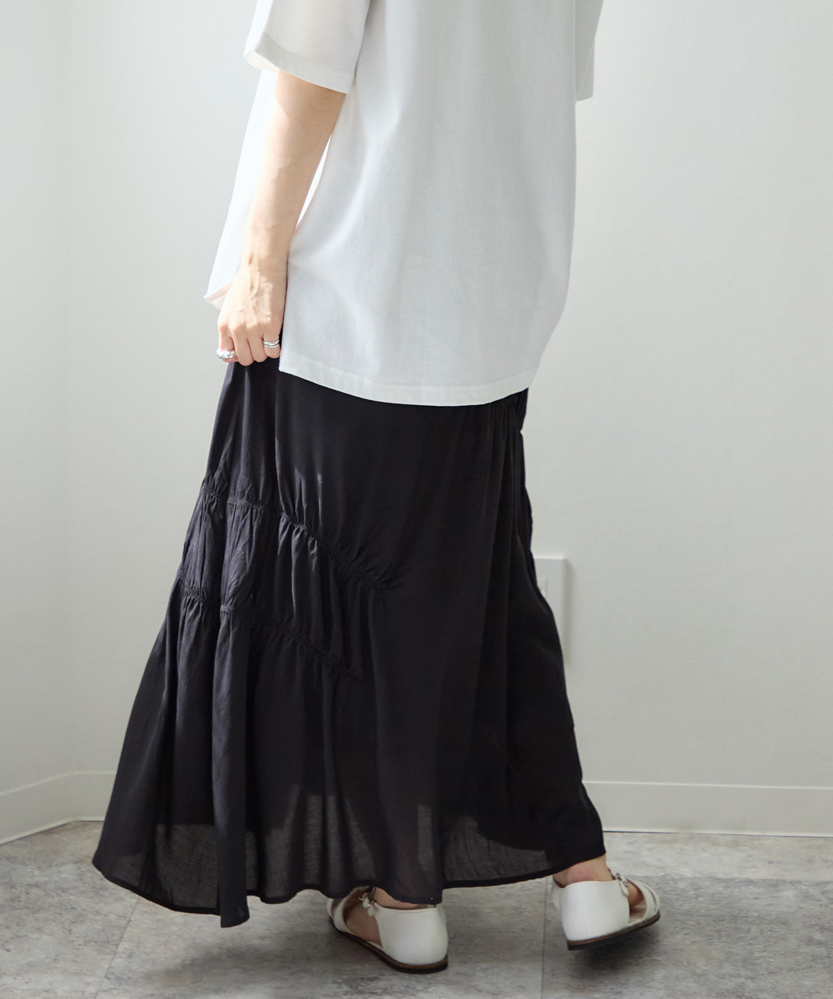ギャザーアシメ切替スカート