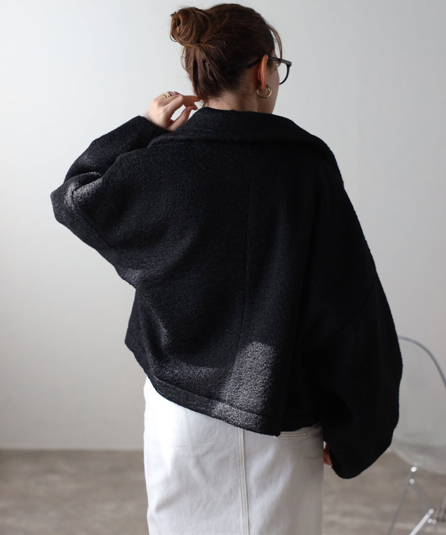 ショート丈 ボリュームスリーブ ボアジャケット