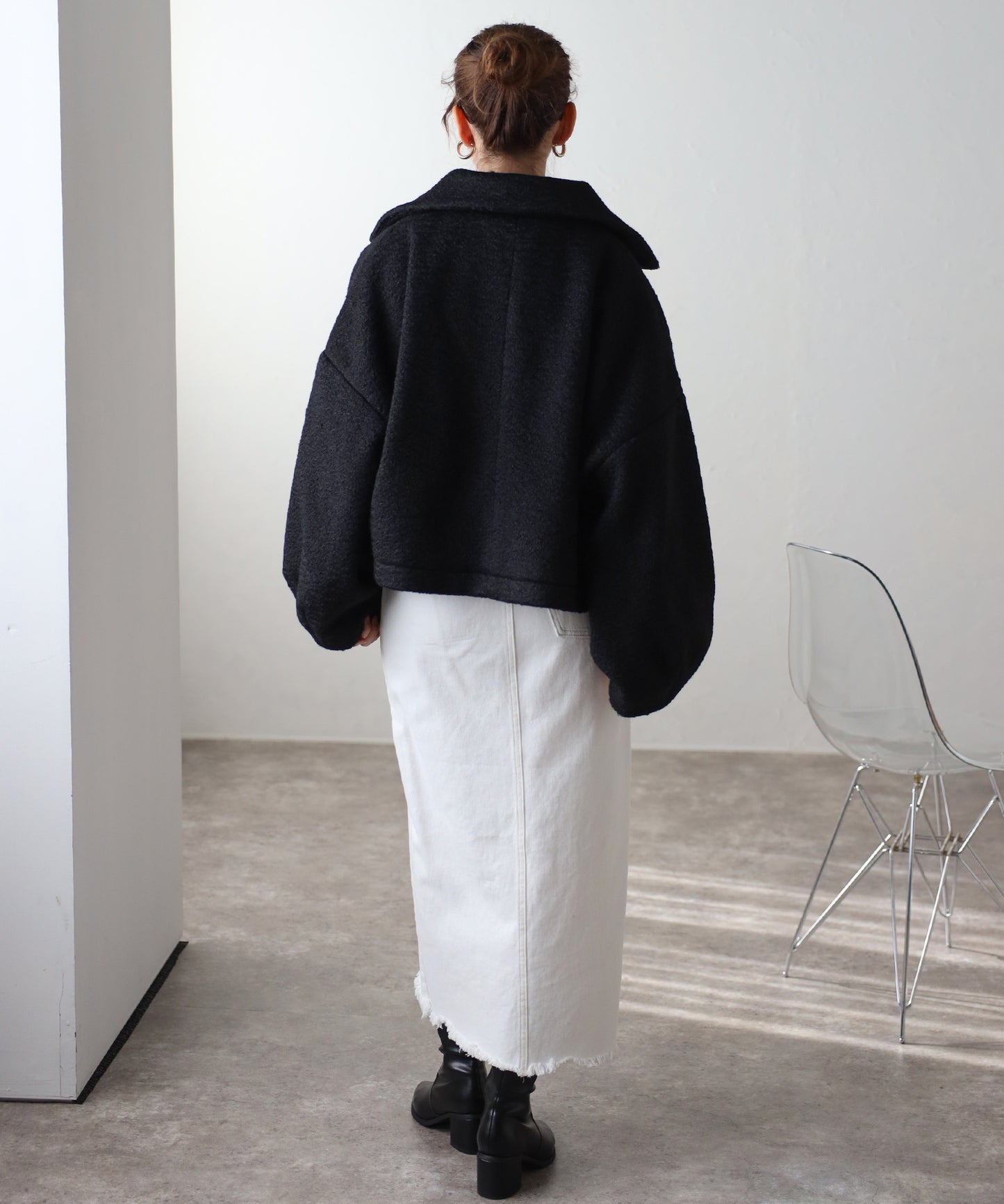 ショート丈 ボリュームスリーブ ボアジャケット