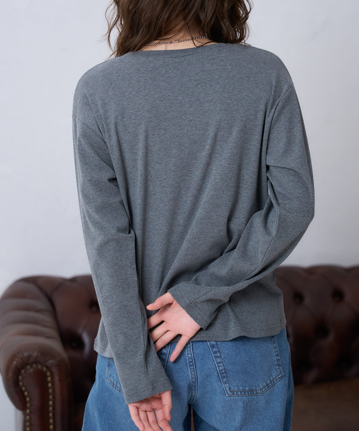 ロゴプリント長袖Tシャツ/スーパーストレッチ