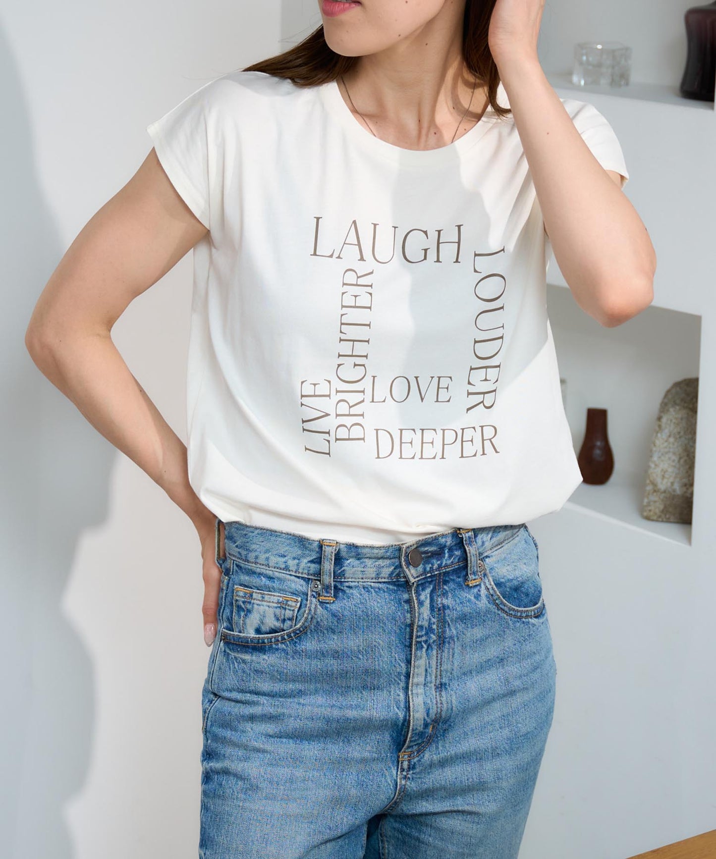スクエアロゴ フレンチスリーブTシャツ/サイロ コットンTシャツ