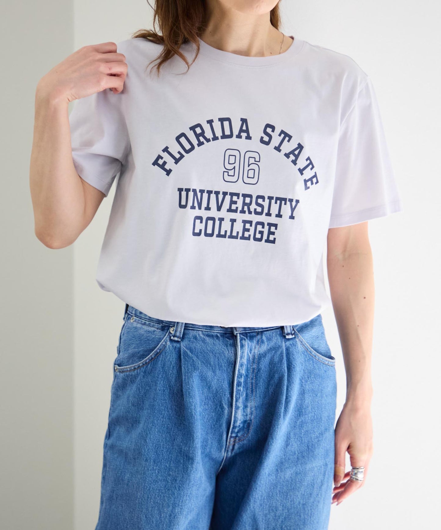 ヴィンテージ風カレッジロゴ スーピマ半袖Tシャツ