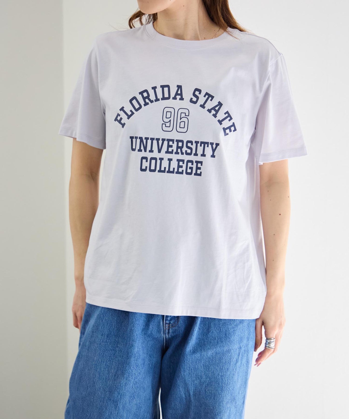 ヴィンテージ風カレッジロゴ スーピマ半袖Tシャツ