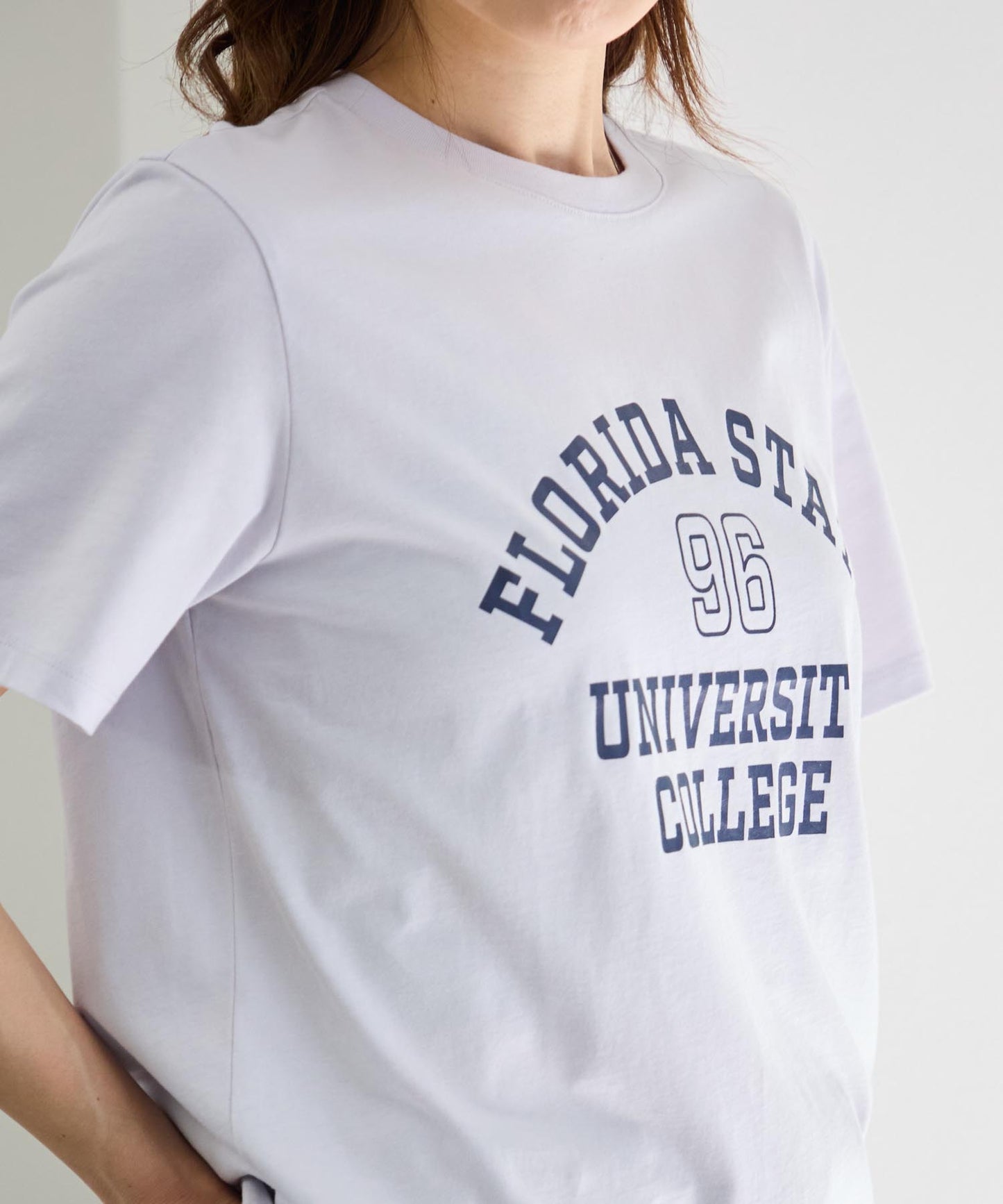 ヴィンテージ風カレッジロゴ スーピマ半袖Tシャツ