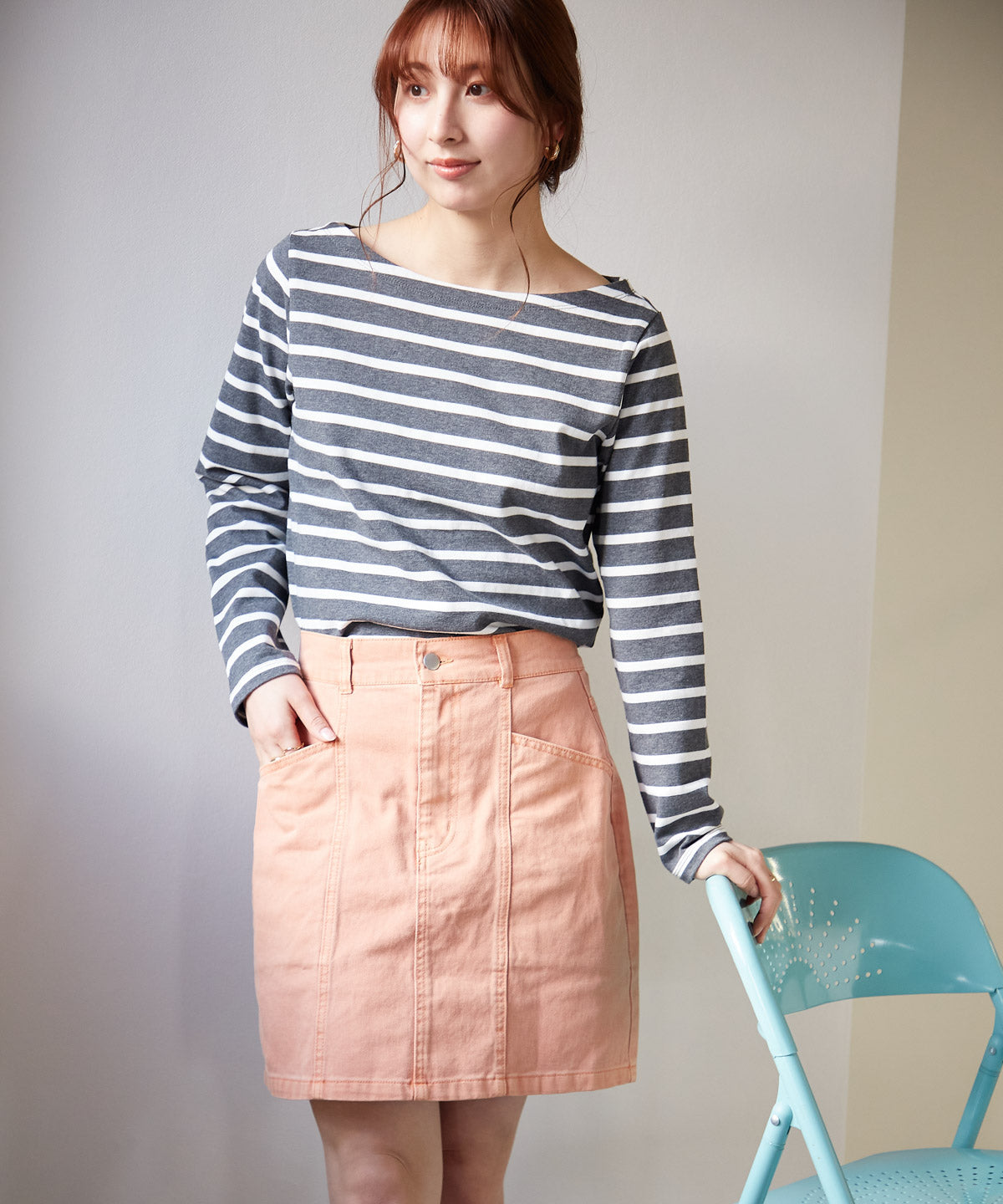 ボートネックボーダーTEE