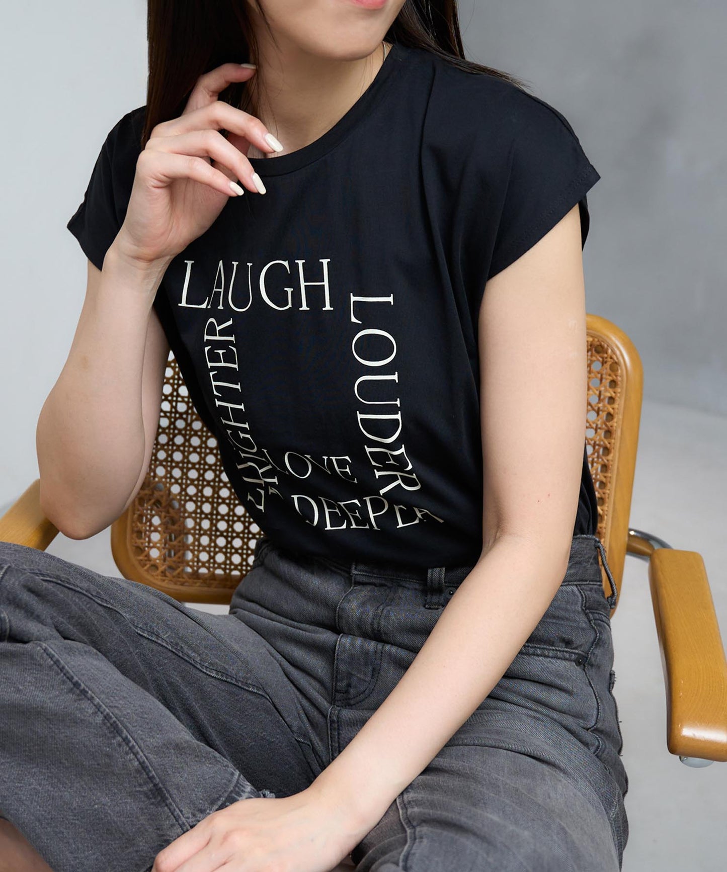 スクエアロゴ フレンチスリーブTシャツ/サイロ コットンTシャツ