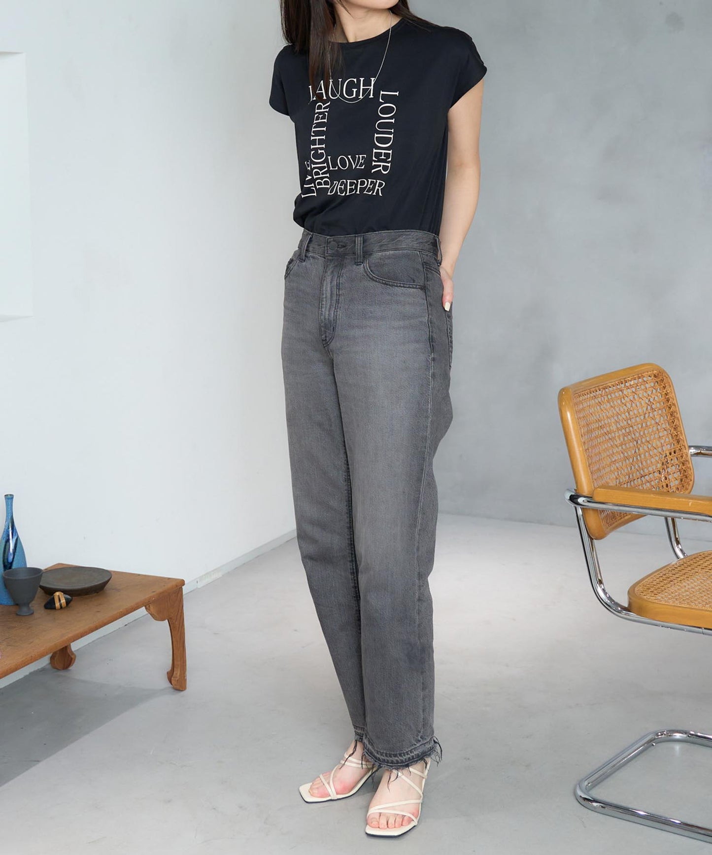 スクエアロゴ フレンチスリーブTシャツ/サイロ コットンTシャツ