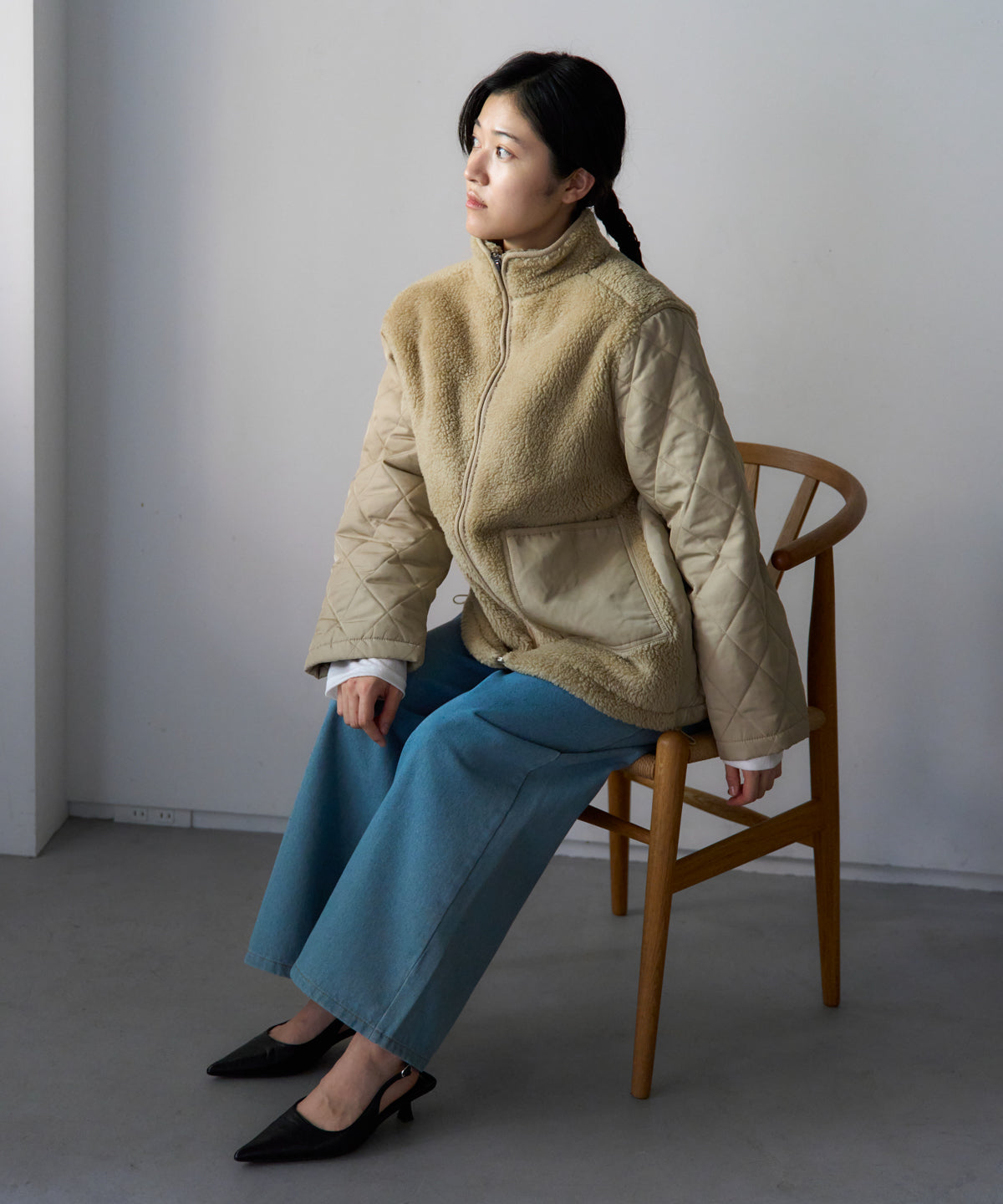 ボア切り替え スタンドカラーブルゾン