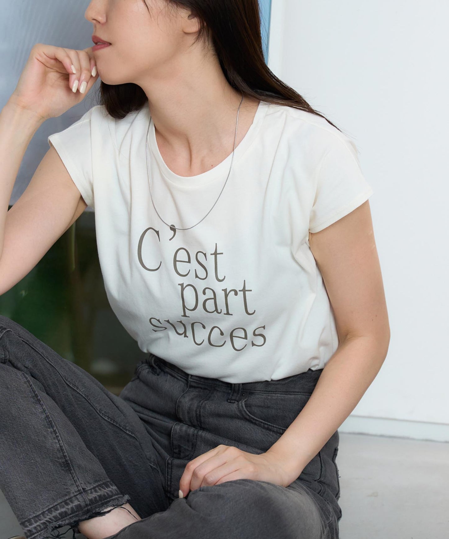 フロントロゴ フレンチスリーブTシャツ/サイロ コットンTシャツ