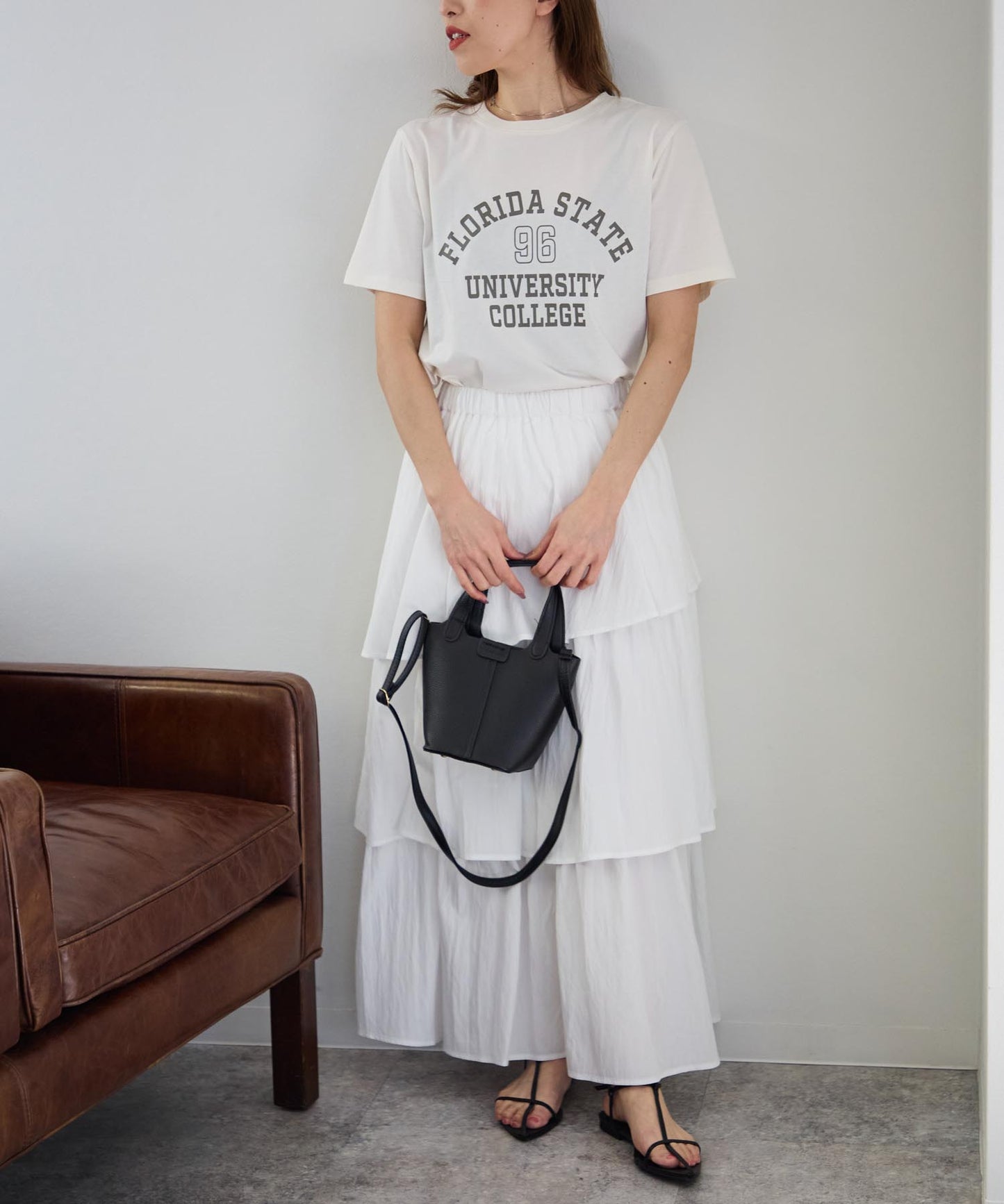 ヴィンテージ風カレッジロゴ スーピマ半袖Tシャツ