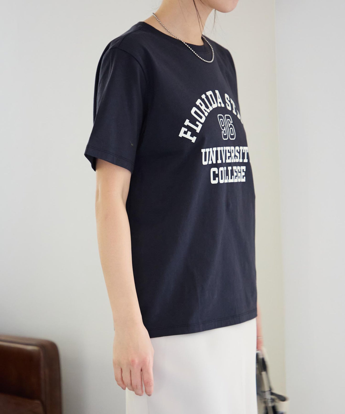 ヴィンテージ風カレッジロゴ スーピマ半袖Tシャツ