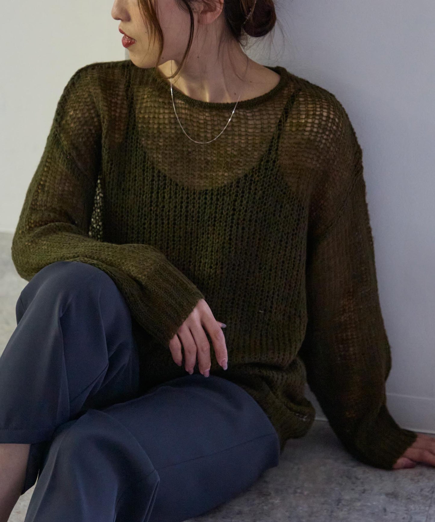 シアーモヘアタッチロングニットプルオーバー