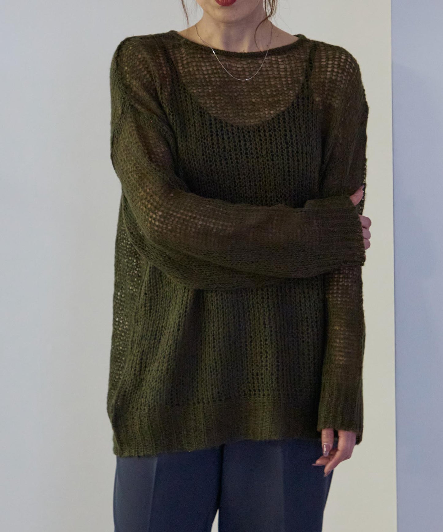 シアーモヘアタッチロングニットプルオーバー