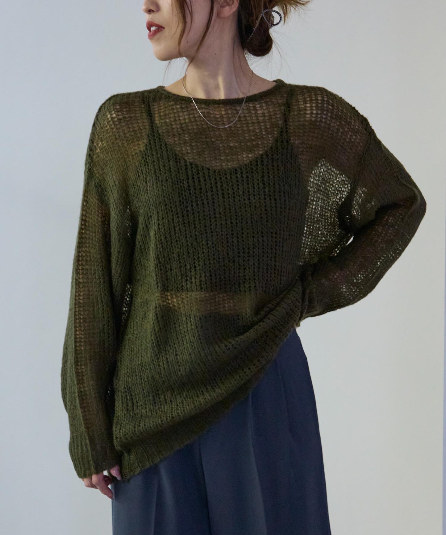 シアーモヘアタッチロングニットプルオーバー