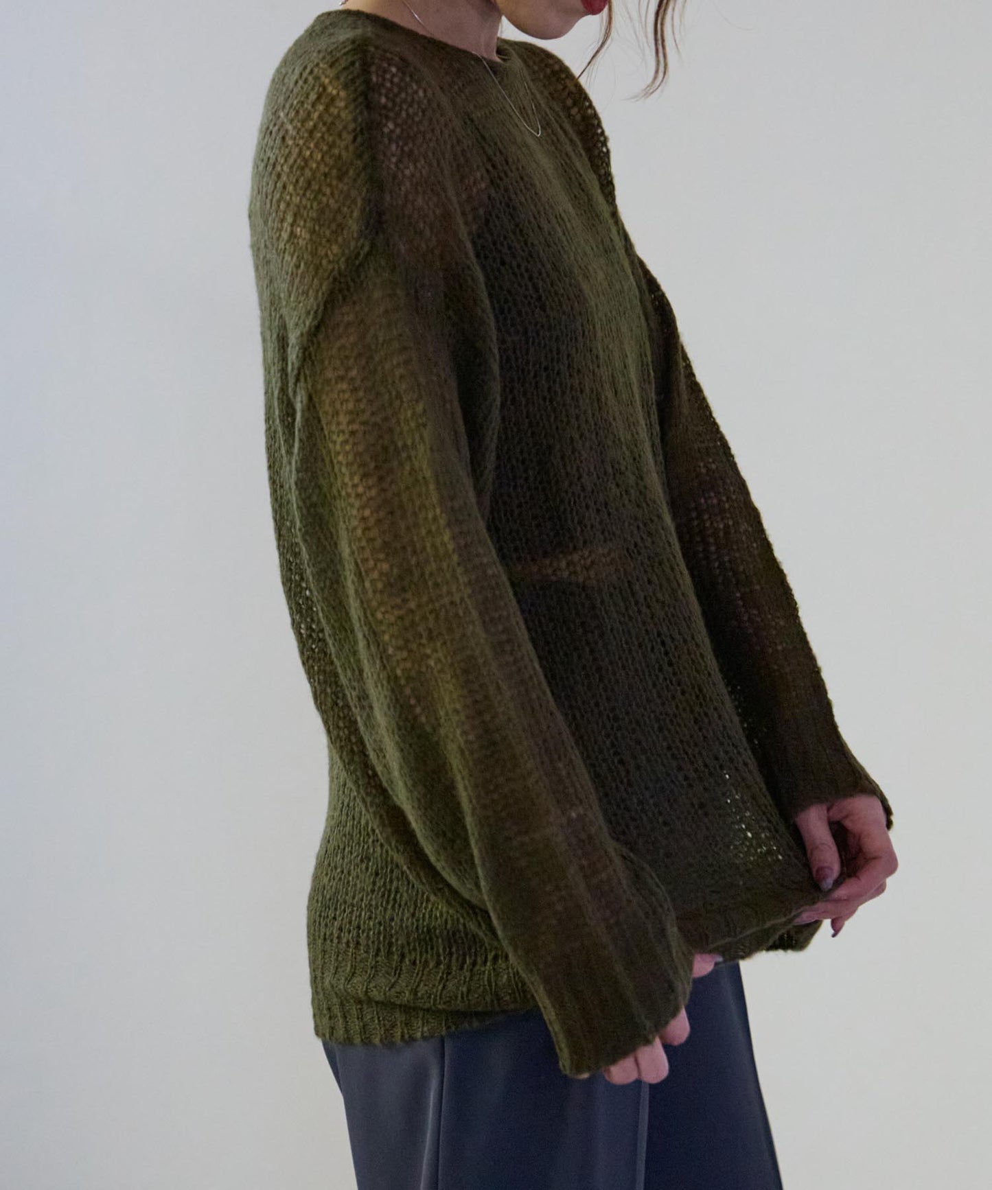 シアーモヘアタッチロングニットプルオーバー