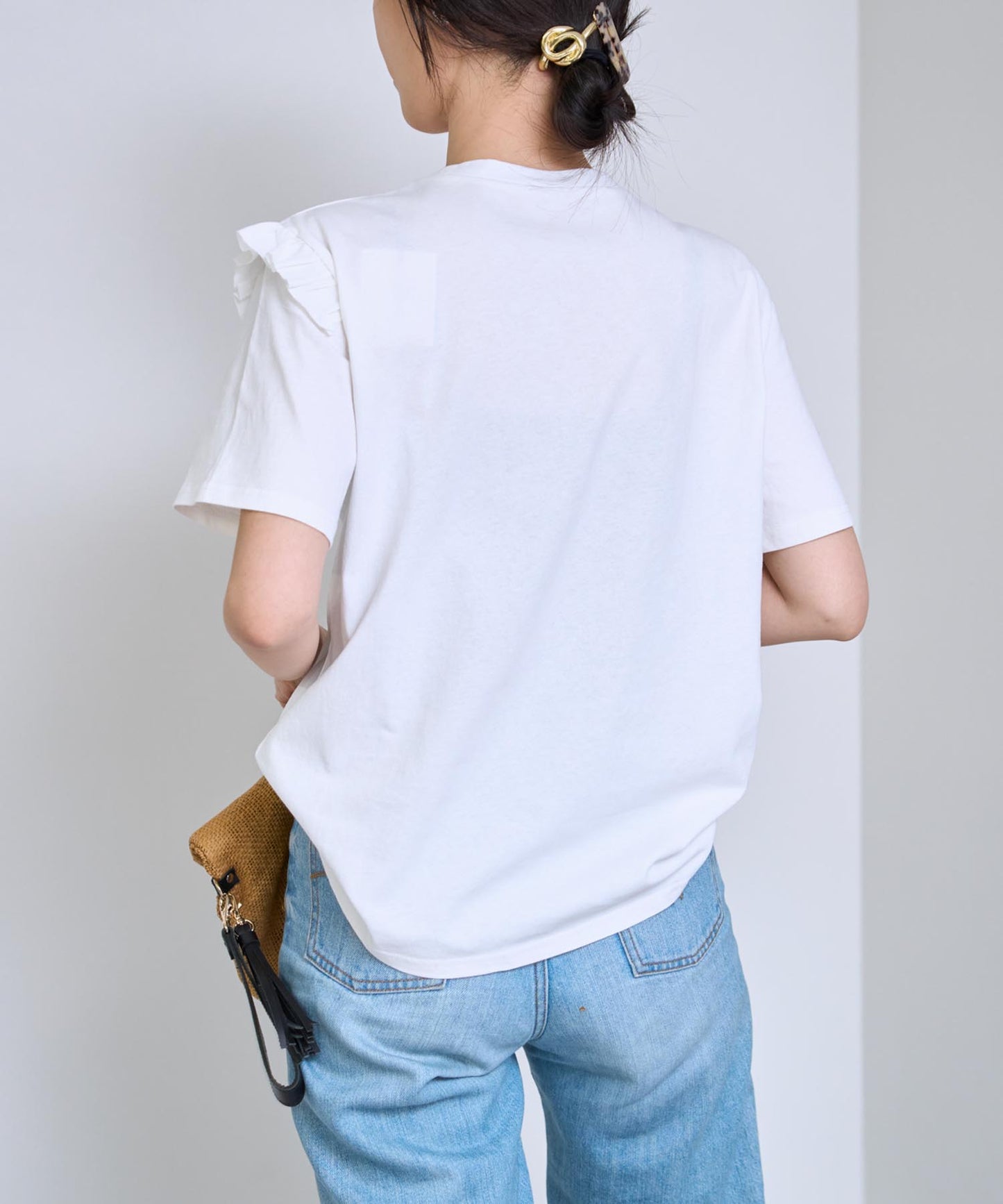 アシンメトリーフリル半袖Tシャツ