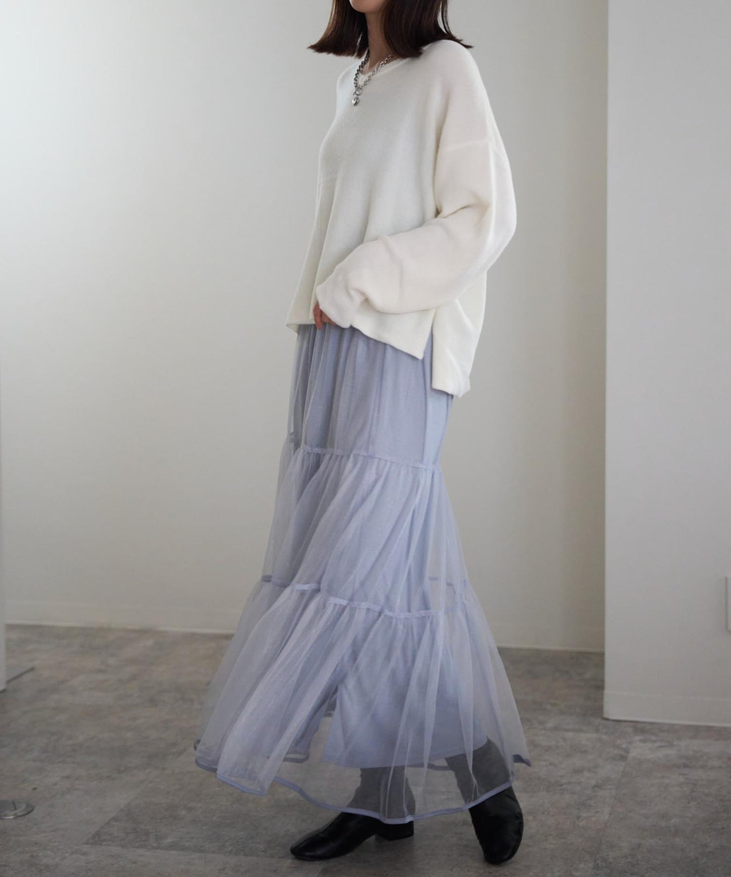 チュールティアードスカート