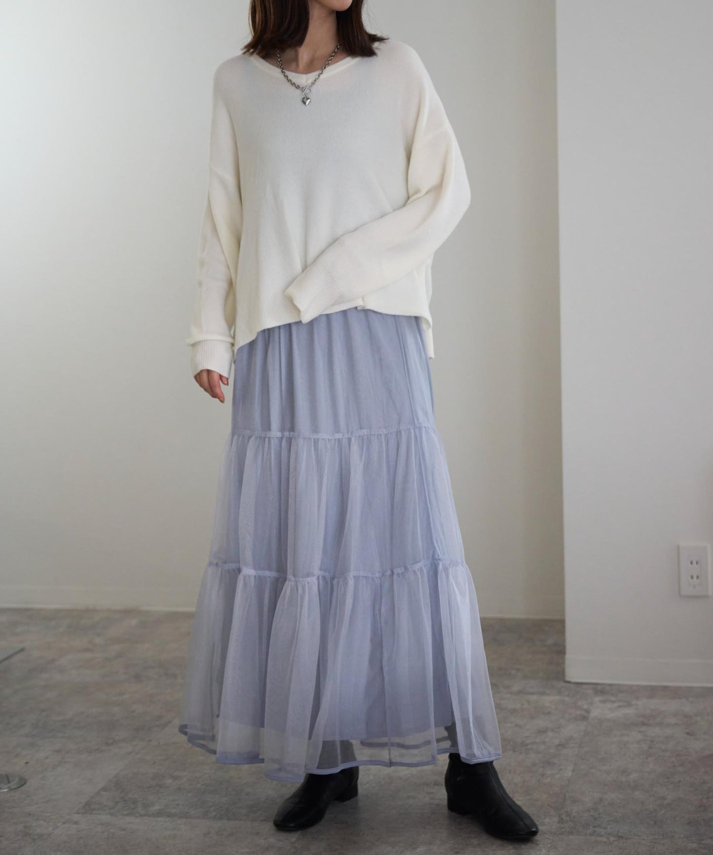 チュールティアードスカート