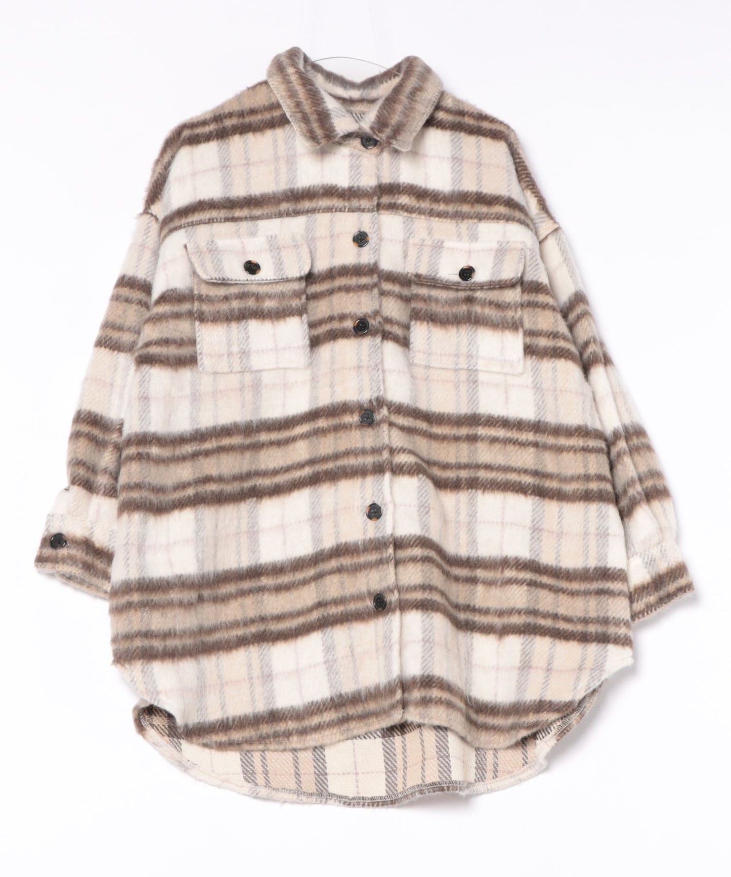 シャギーチェックシャツジャケット