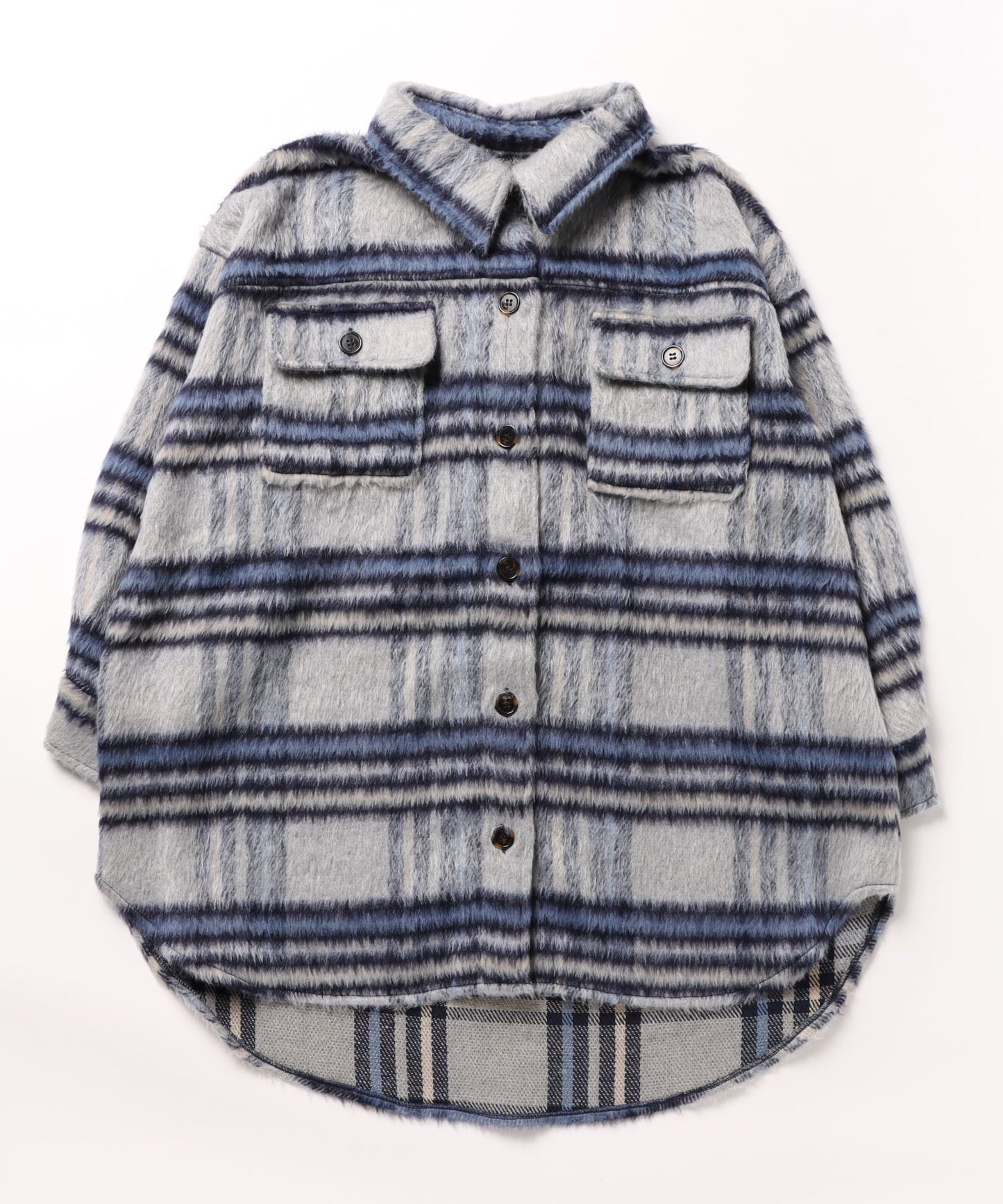 シャギーチェックシャツジャケット