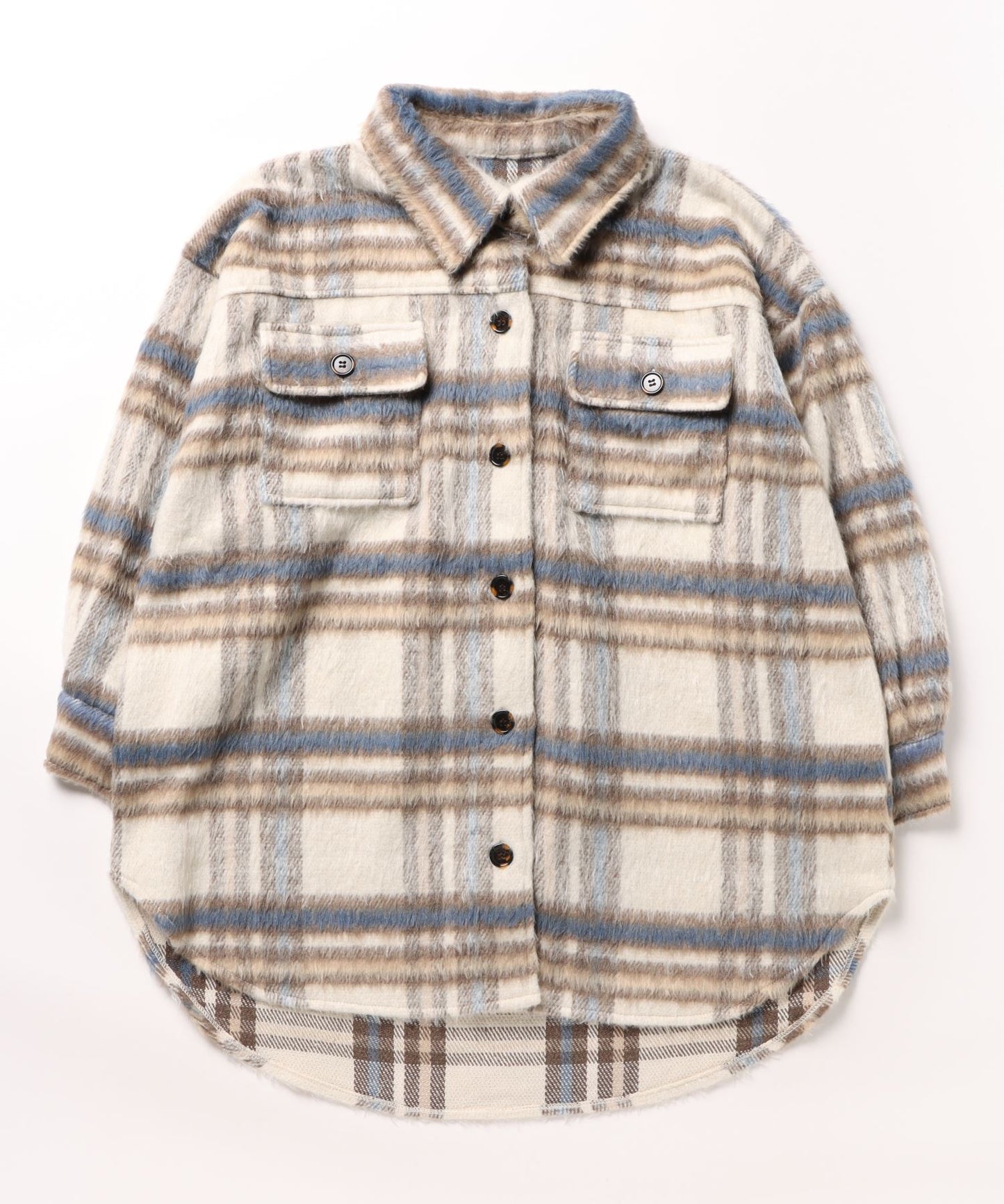 シャギーチェックシャツジャケット