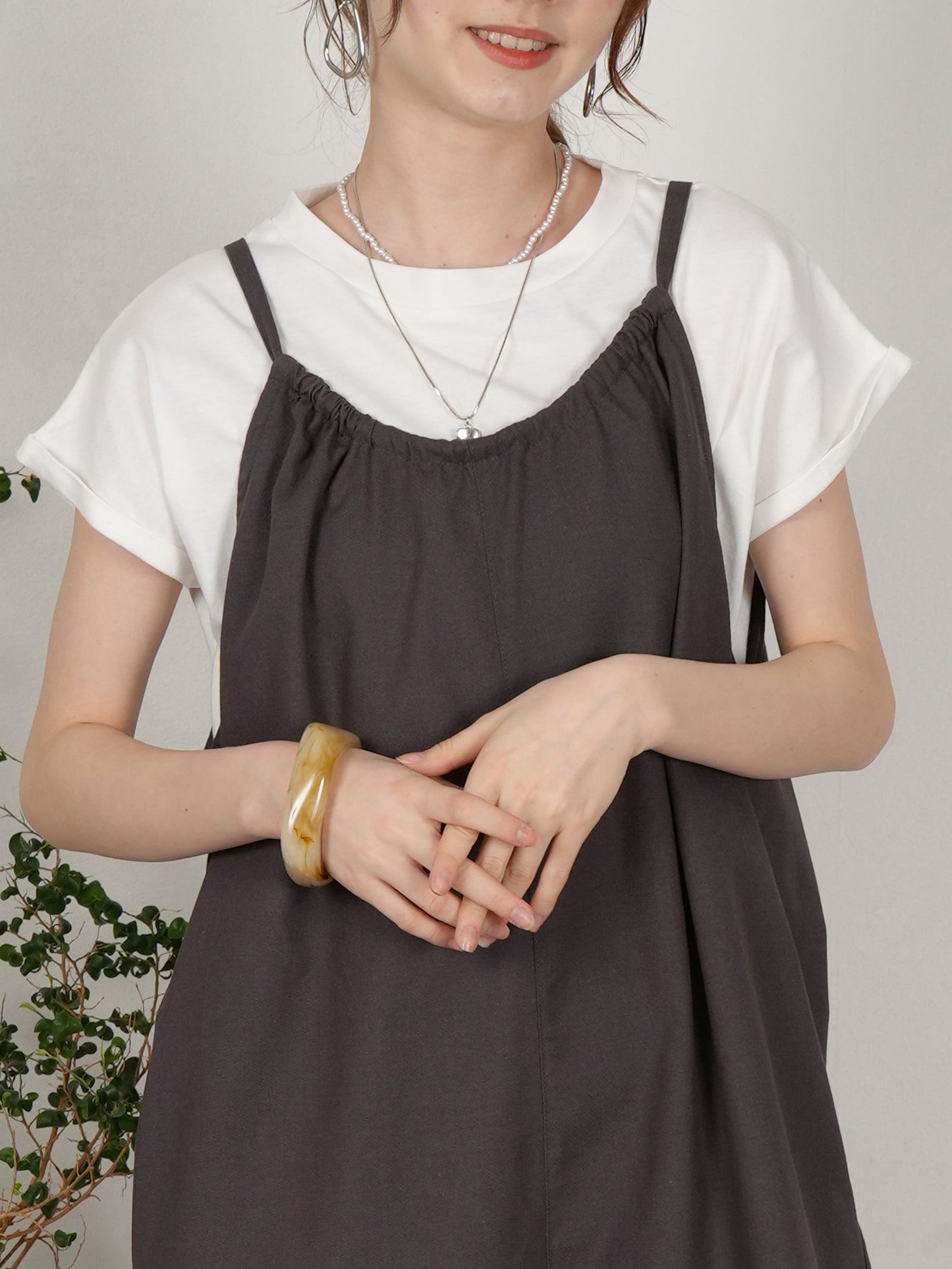 バックリボンワイドサロペット