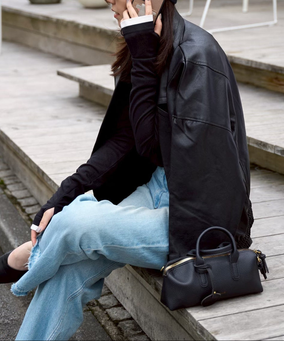 オーバーサイズ フェイクレザージャケット〈セットアップ対応