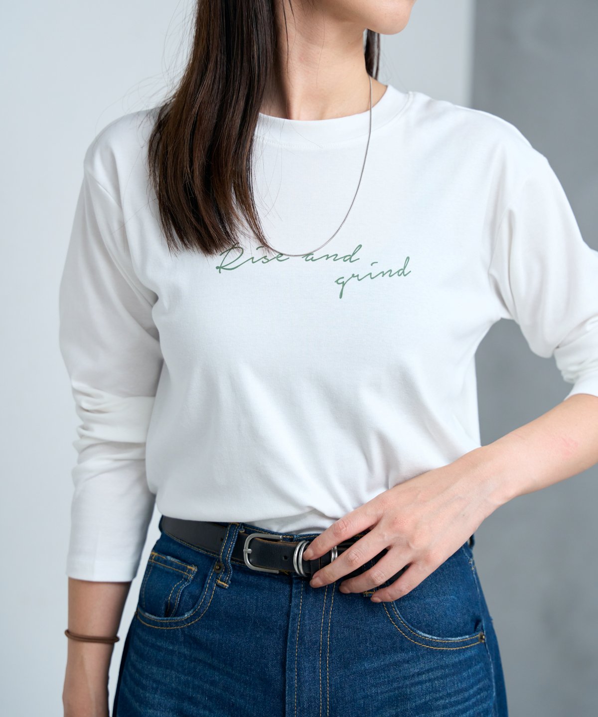 手描き風ロゴ 長袖Tシャツ / スーパーストレッチ