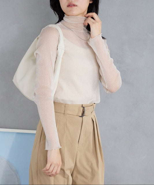 シアーハイネックラメロンTEE