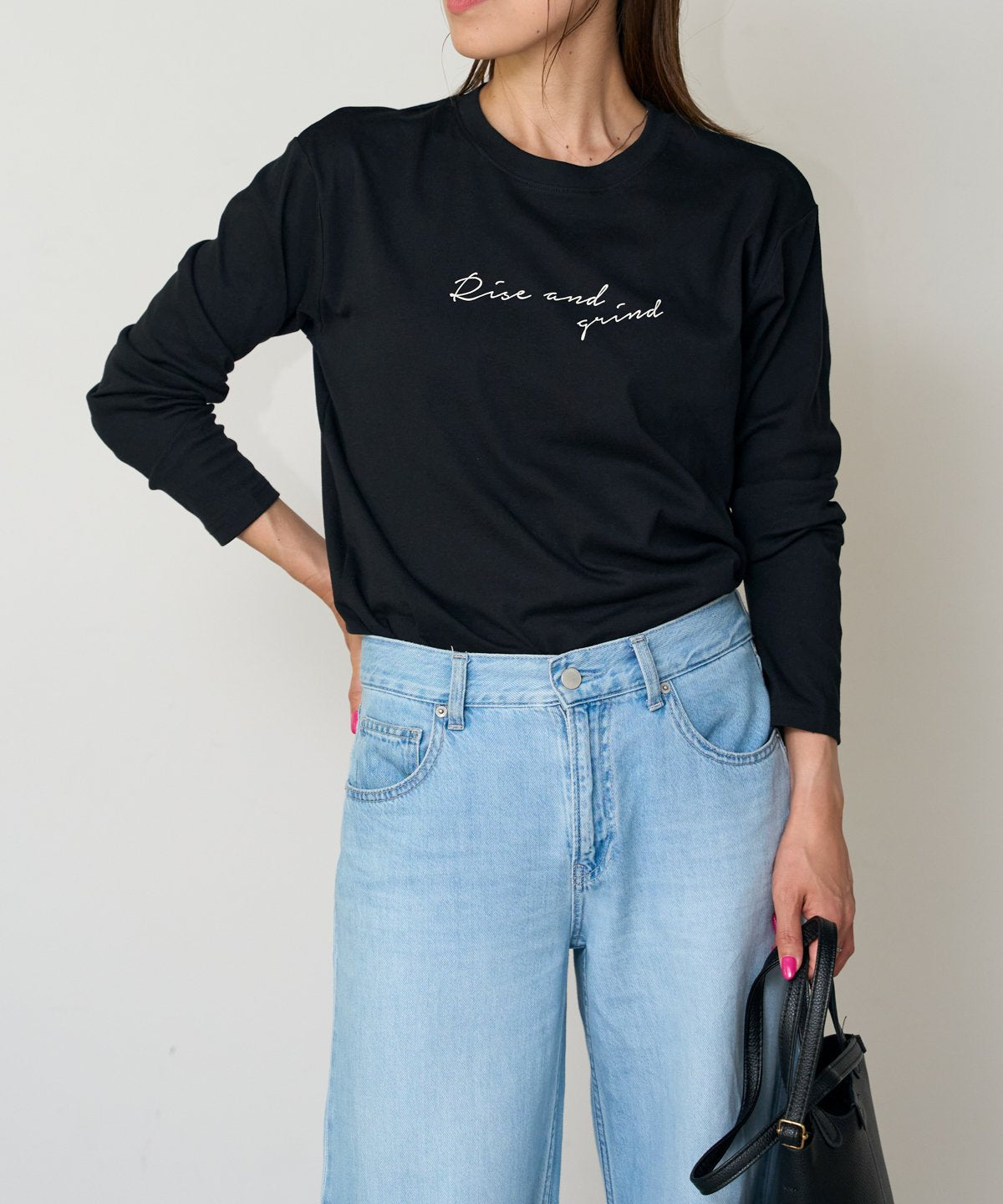 手描き風ロゴ 長袖Tシャツ / スーパーストレッチ