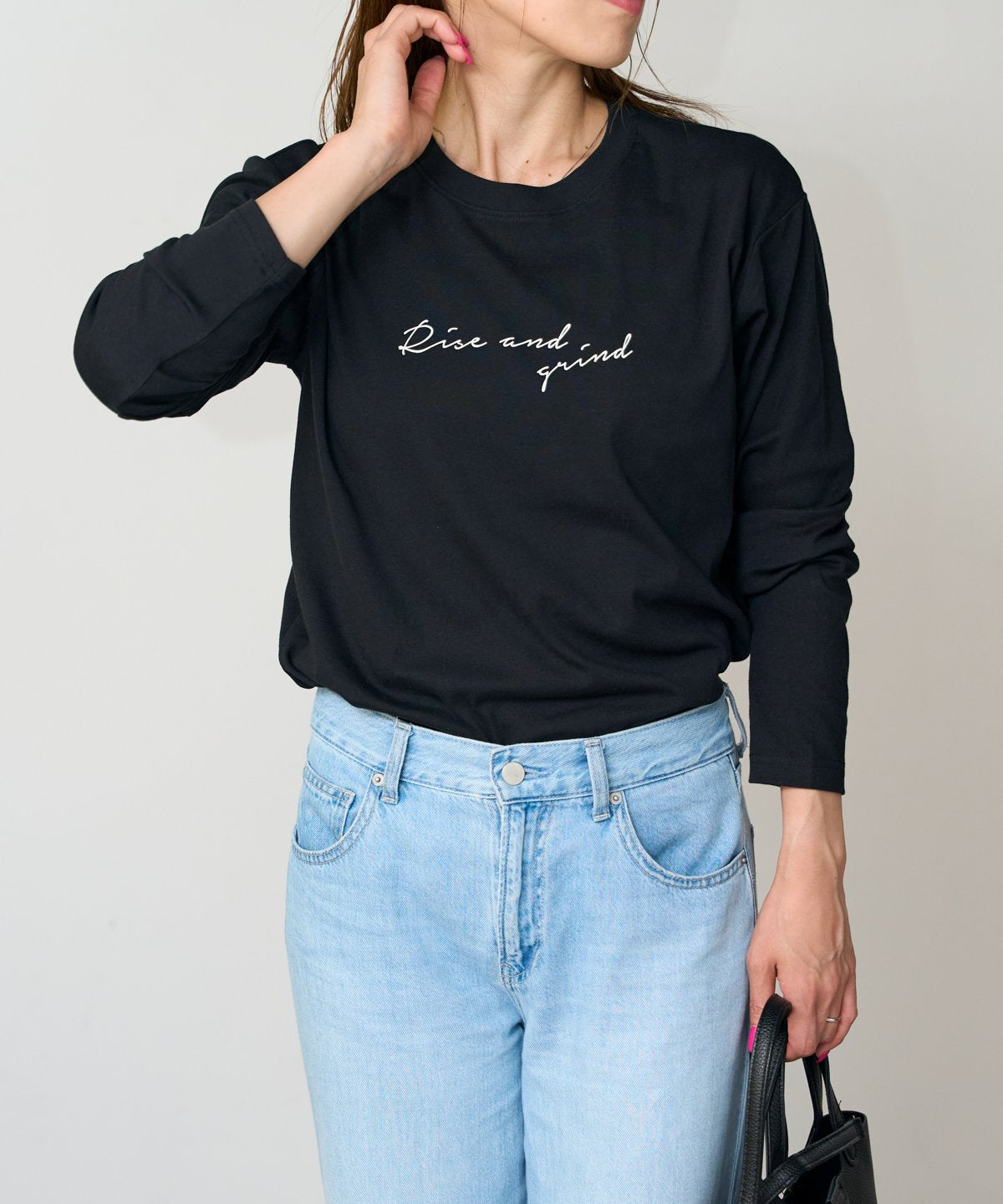 手描き風ロゴ 長袖Tシャツ / スーパーストレッチ