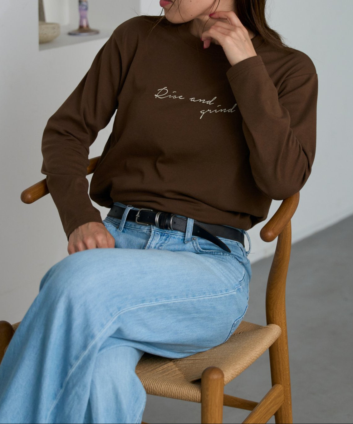 手描き風ロゴ 長袖Tシャツ / スーパーストレッチ