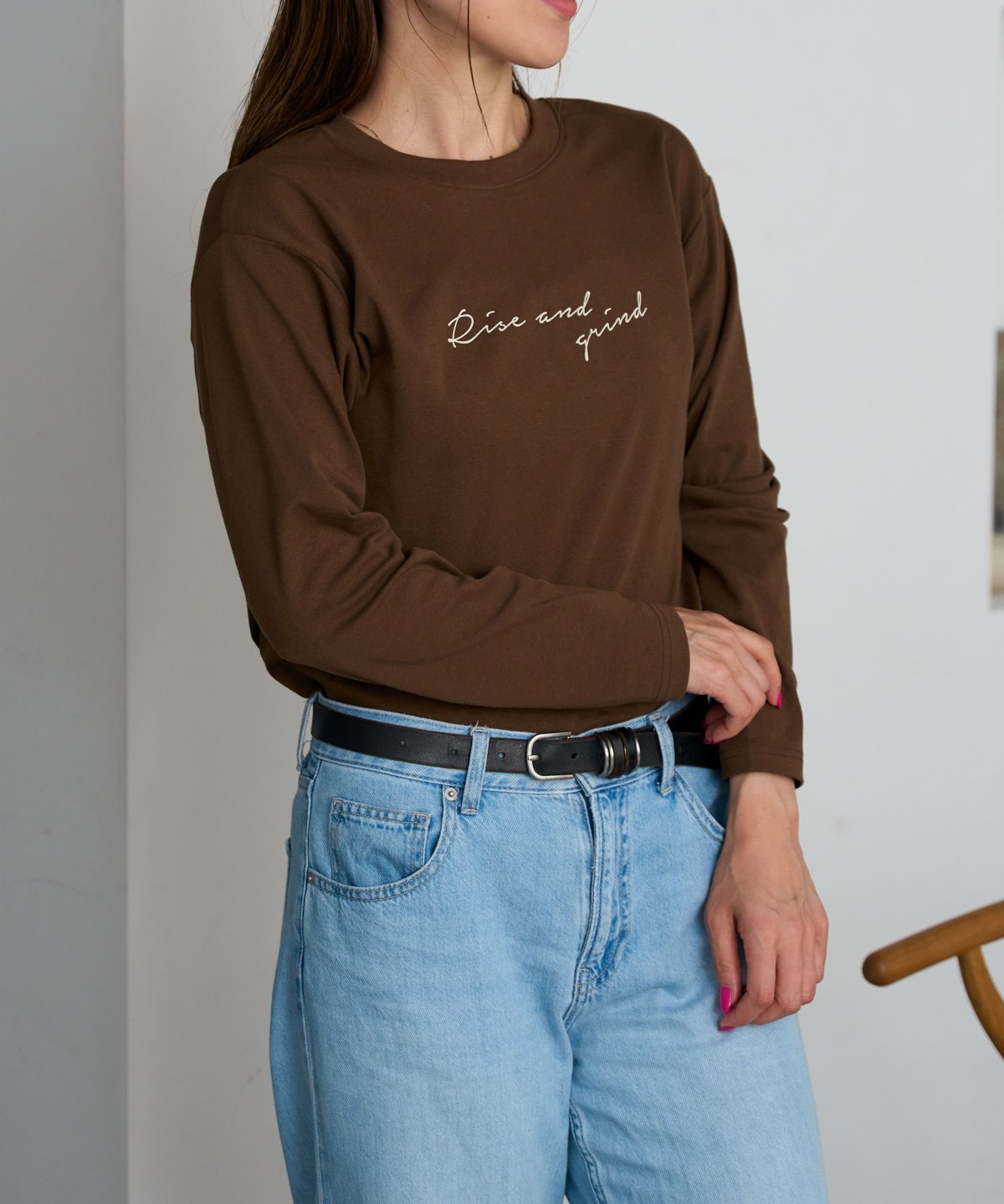 手描き風ロゴ 長袖Tシャツ / スーパーストレッチ