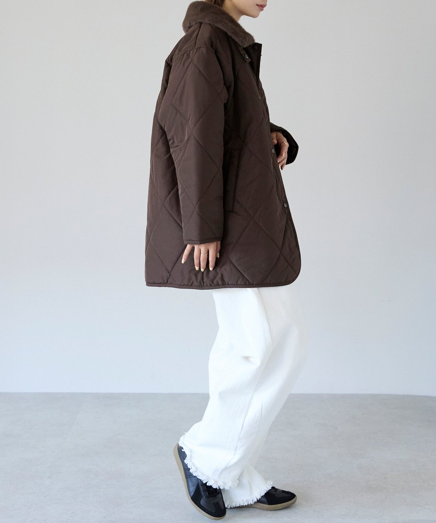 衿ファー付きキルトジャケット