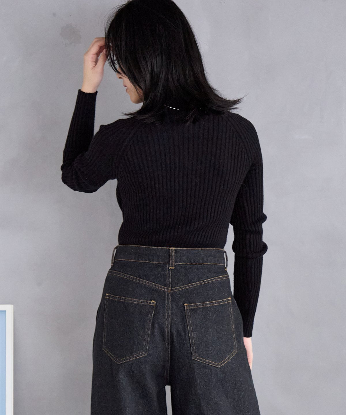 ボトルネックリブニットプルオーバー