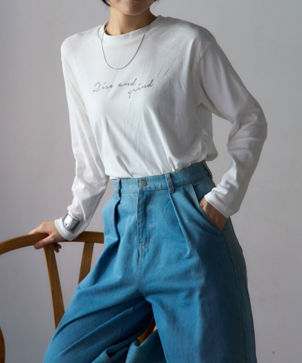 手描き風ロゴ 長袖Tシャツ / スーパーストレッチ
