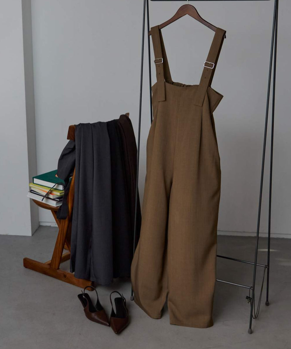 ハイウエストタックワイドパンツ/セットアップ