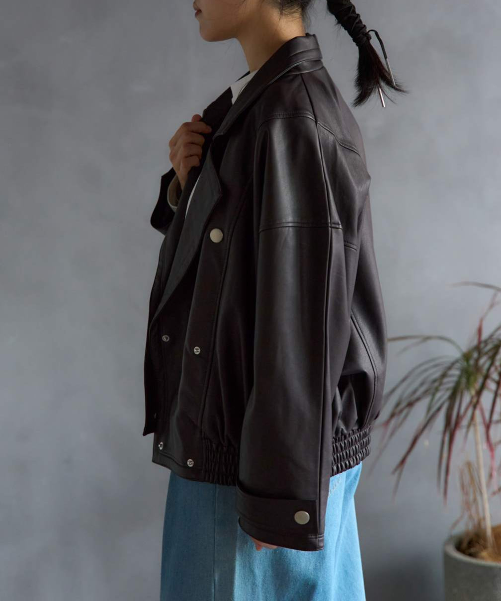 オーバーサイズ フェイクレザージャケット〈セットアップ対応〉