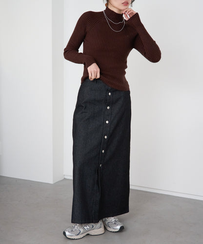 ボトルネックリブニットプルオーバー