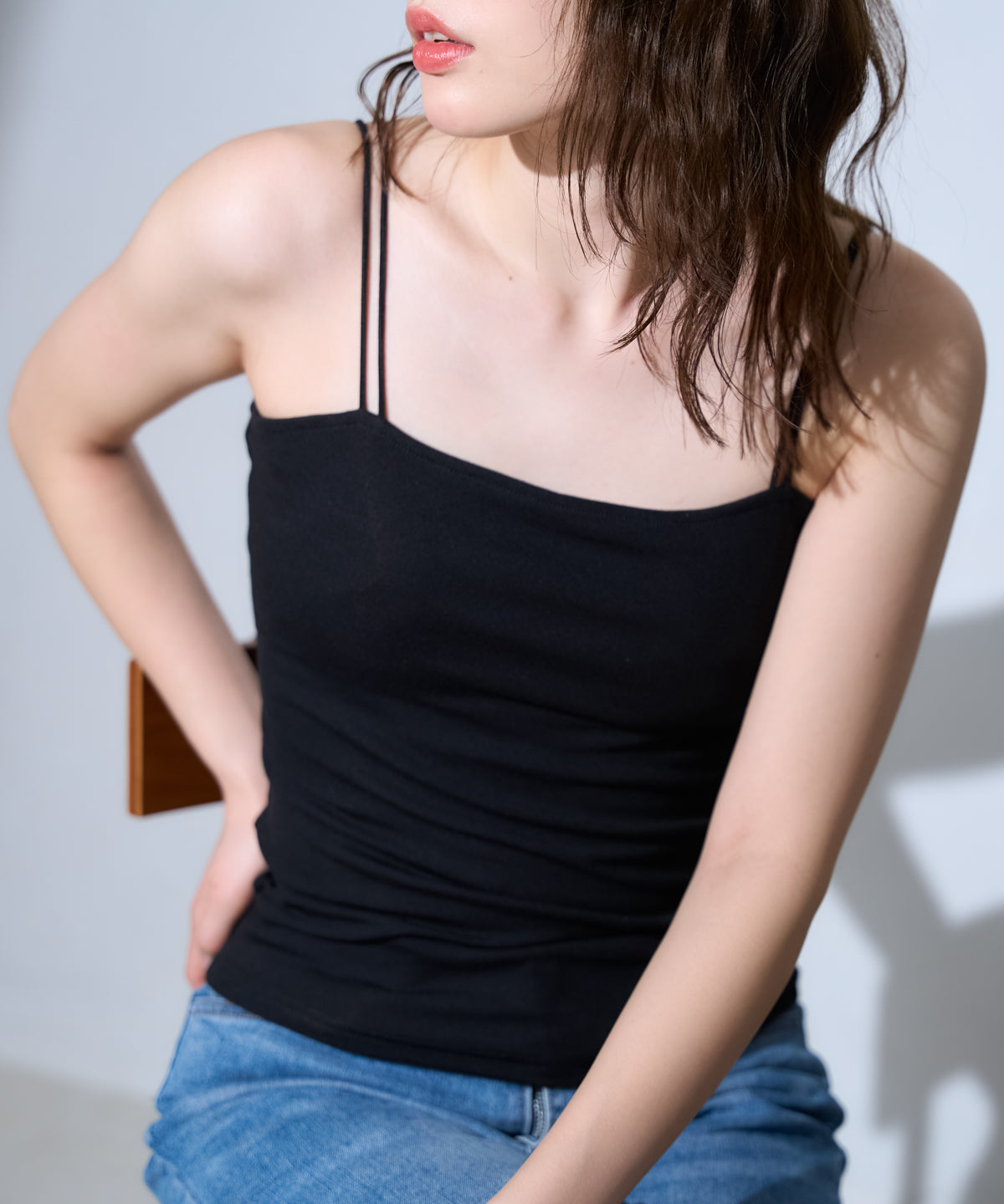 カップ付きダブルストラップキャミソール/ベアトップ