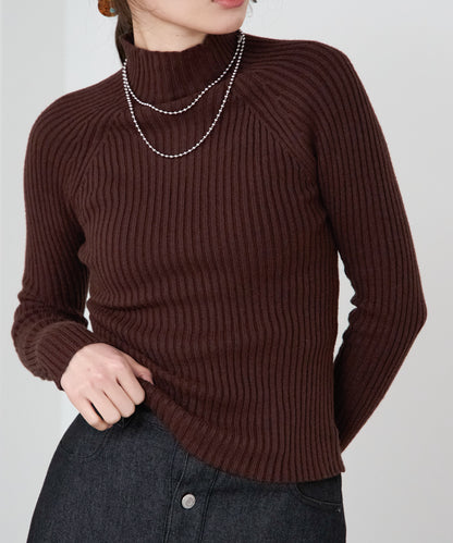 ボトルネックリブニットプルオーバー