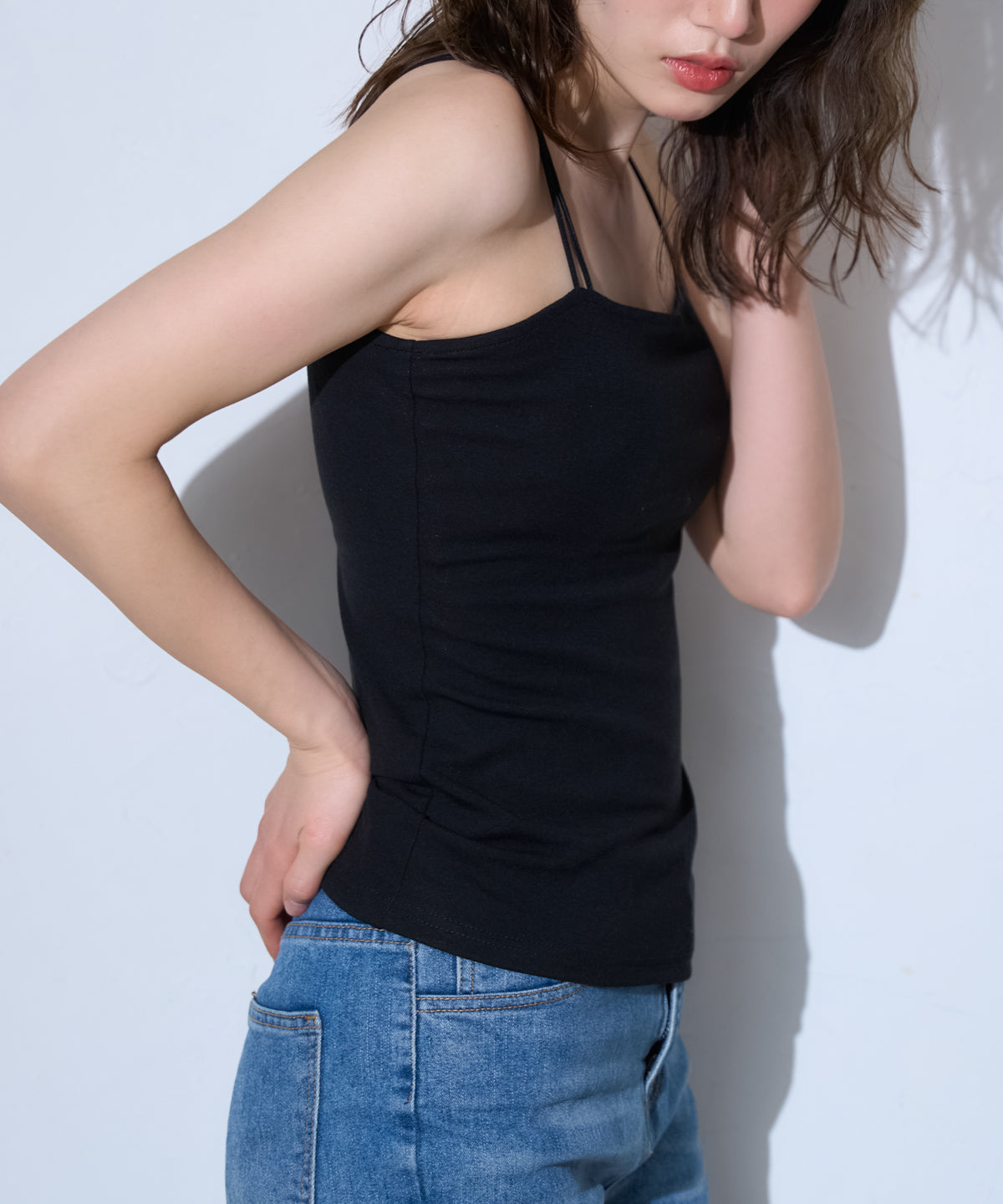 カップ付きダブルストラップキャミソール/ベアトップ