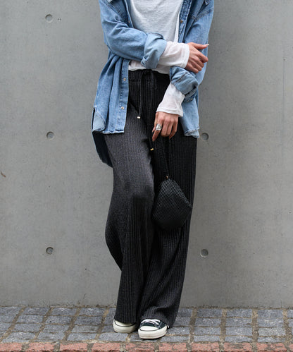 セルフカットラメプリーツパンツ