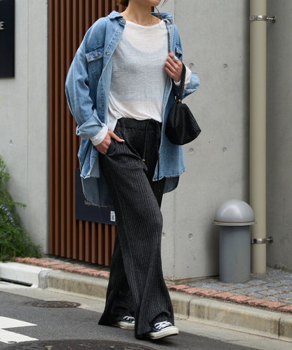 セルフカットラメプリーツパンツ