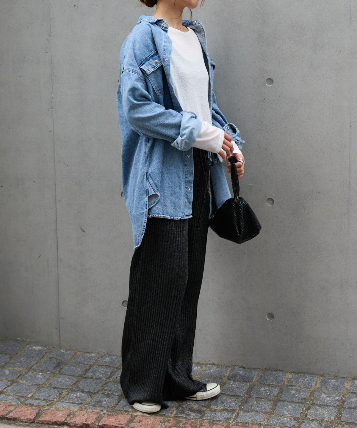 セルフカットラメプリーツパンツ