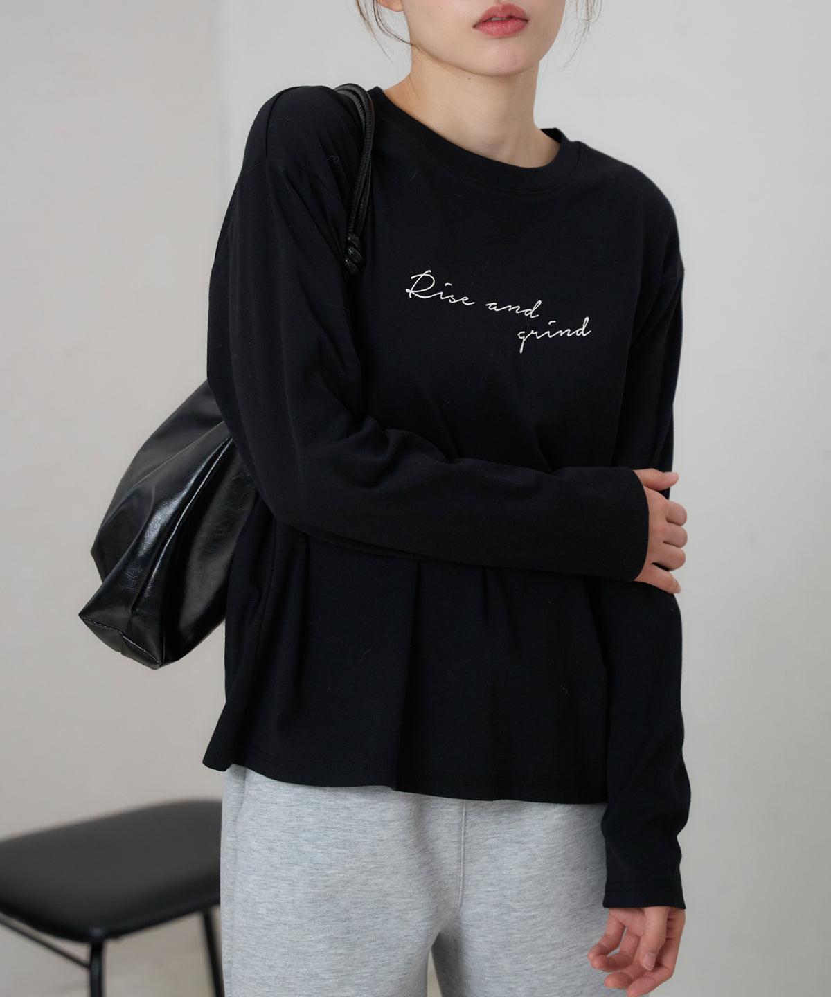 手描き風ロゴ 長袖Tシャツ / スーパーストレッチ
