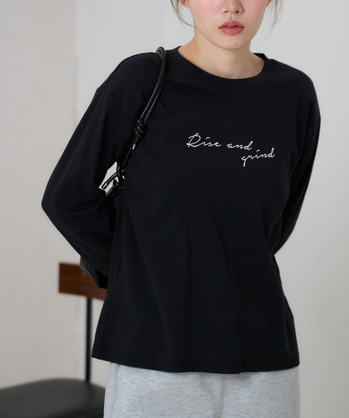 手描き風ロゴ 長袖Tシャツ / スーパーストレッチ