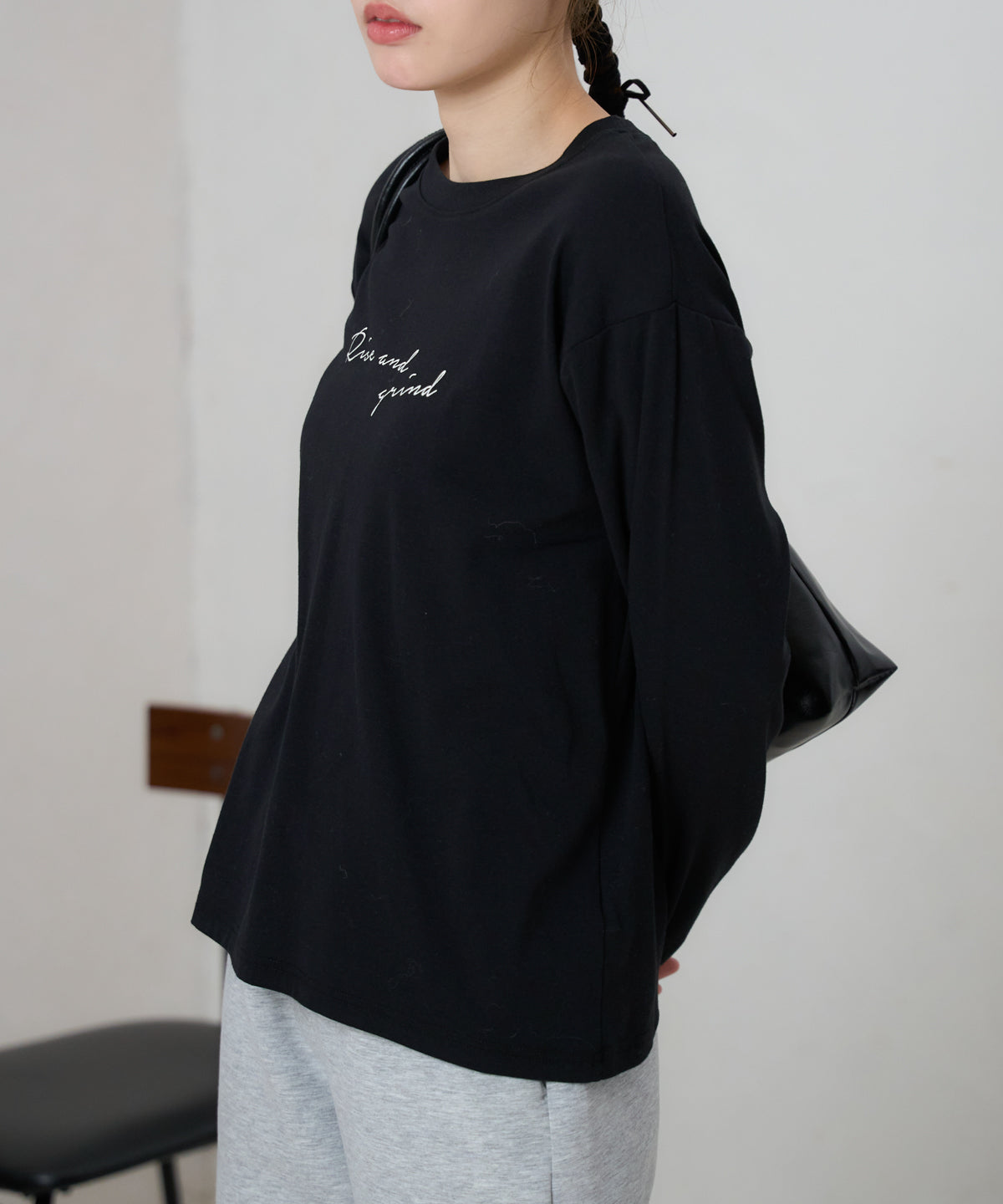 手描き風ロゴ 長袖Tシャツ / スーパーストレッチ